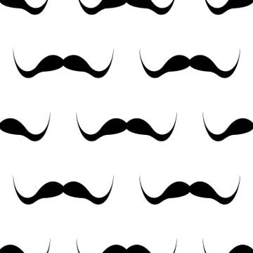 Seamless background, mustache on white background. Stock Illustration