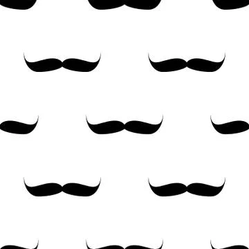 Seamless background, mustache on white background. Stock Illustration