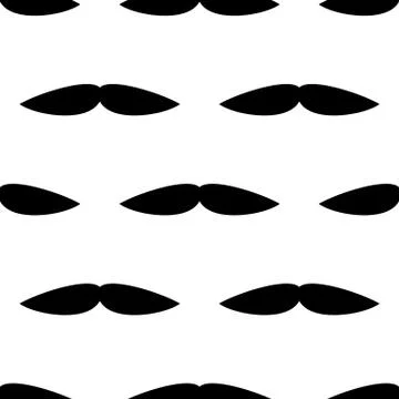 Seamless background, mustache on white background. Stock Illustration