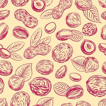 Seamless background with nuts Stock Illustration