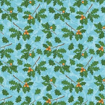 Seamless background with oak branches Stock Illustration