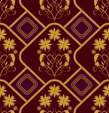 Seamless background in old baroque style with gold patterns Stock Illustration
