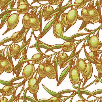 Seamless background with olives Stock Illustration