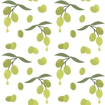 Seamless background with olives. Vector, repeating pattern with fruits Illustrazione stock