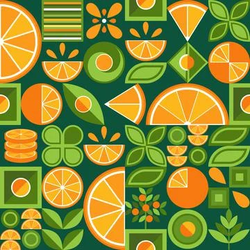 Seamless background with oranges in simple style Stock Illustration