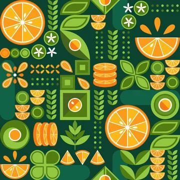 Seamless background with oranges in simple style 스톡 일러스트
