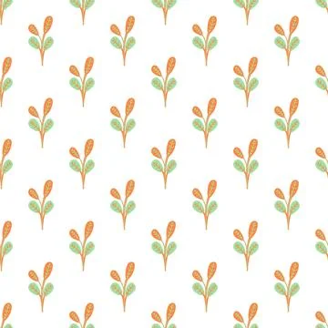 Seamless background with organic nature elements. Elegant minimal-style flora Illustrazione stock