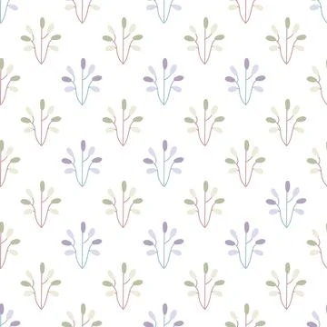 Seamless background with organic nature elements. Elegant minimal-style flo.. Illustrazione stock