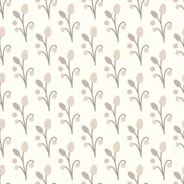 Seamless background with organic nature elements. Elegant minimal-style flo.. Illustrazione stock