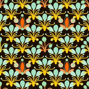 Seamless background with organic nature elements. Elegant minimal-style flo.. Illustrazione stock