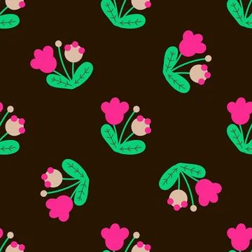 Seamless background with organic nature elements. Elegant minimal-style flo.. Illustrazione stock