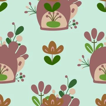 Seamless background with organic nature elements. Elegant minimal-style flo.. Stockillustratie