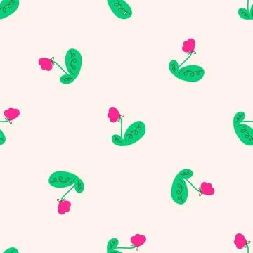 Seamless background with organic nature elements. Elegant minimal-style flo.. Stock Illustration