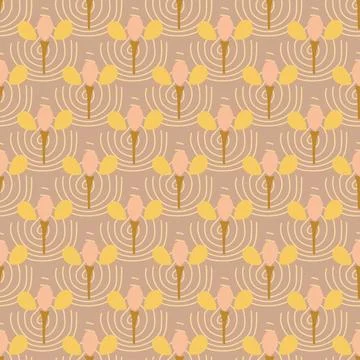 Seamless background with organic nature elements. Elegant minimal-style flo.. Stock Illustration