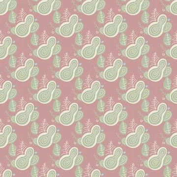 Seamless background with organic nature elements. Elegant minimal-style flo.. Illustrazione stock