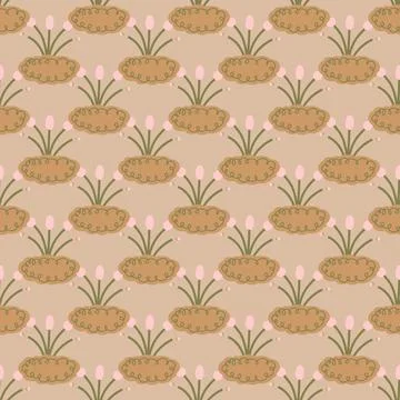 Seamless background with organic nature elements. Elegant minimal-style flo.. Stock Illustration