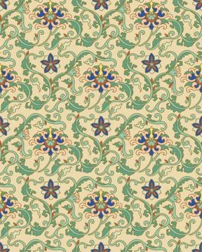 Seamless background oriental Chinese botanic garden spiral cross leaf vine fl Illustrazione stock