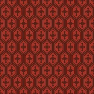 Seamless background oriental dark red polygon geometry cross Stock Illustration
