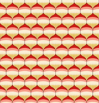 Seamless background oriental red pink curve point geometry cross kaleidoscope Stock Illustration