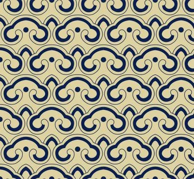 Seamless background oriental retro curve cross round Japanese pattern Illustrazione stock