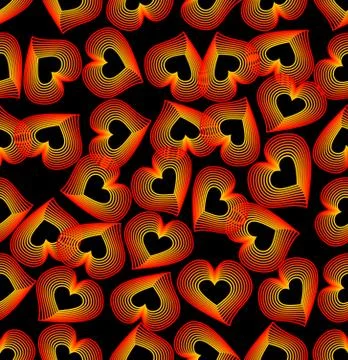 Seamless background with outline heart pattern Stock Illustration