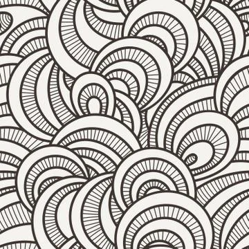 Seamless background of overlapping striped circles Illustrazione stock