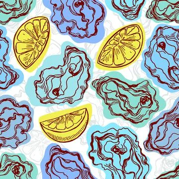 Seamless background of oysters Ilustración de archivo