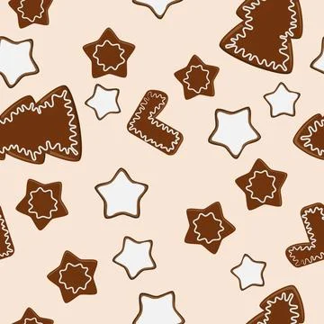 Seamless background with parchment paper and cookies, seasonal vector 스톡 일러스트