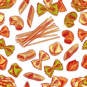 Seamless background with pasta Stock Illustration