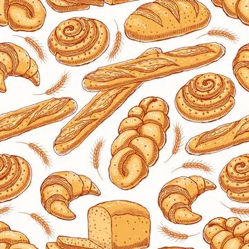 Seamless background with pastries Stock Illustration