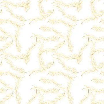 Seamless background pattern with abstract golden feathers. Vector illuctratio 스톡 일러스트
