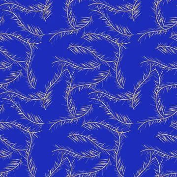Seamless background pattern with abstract golden feathers. Vector illuctratio Stock Illustration