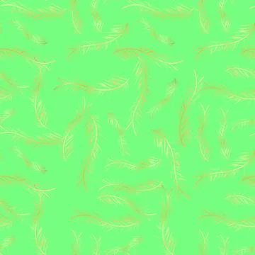 Seamless background pattern with abstract golden feathers. Vector illuctratio Stock Illustration