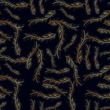 Seamless background pattern with abstract golden feathers. Vector illuctratio 스톡 일러스트