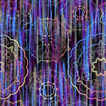Seamless background pattern. Abstract Mandala ornament on grunge background.. Stock Illustration