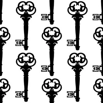 Seamless background pattern of antique keys Illustrazione stock