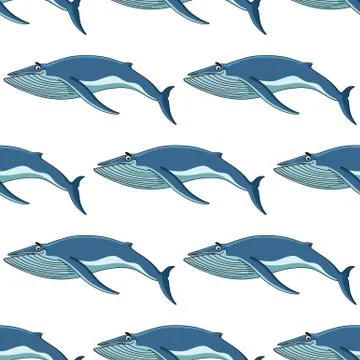 Seamless background pattern of blue whales Illustrazione stock