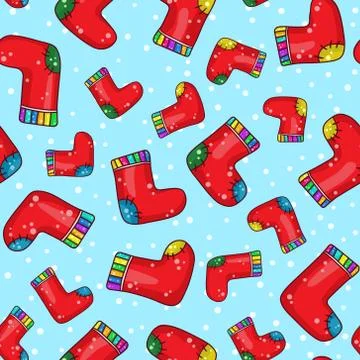 Seamless background pattern with cartoon socks Ilustração Stock