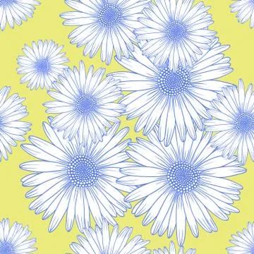 Seamless background pattern with chamomile flowers, flat lay Stock Illustration