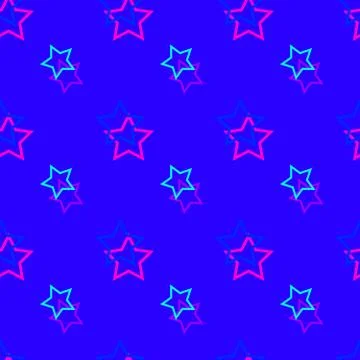 Seamless background pattern with colored diverse stars. Stock-Illustration