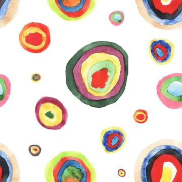 Seamless background pattern, with colorful circles. Kandinsky style colorful Stock Illustration
