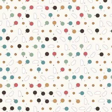 Seamless background pattern with cute colorful balloons and clouds graphic .. Stock Illustration