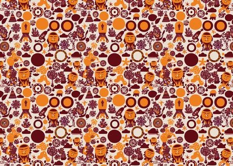 Seamless background pattern with decorative groovy forms Illustrazione stock