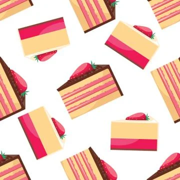 Seamless background with pattern of delicious strawberry cupcake Stock Illustration