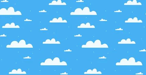 Seamless background pattern, different white clouds - Vector 스톡 일러스트