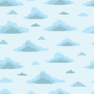 Seamless background pattern, different white clouds - Vector Stockillustratie