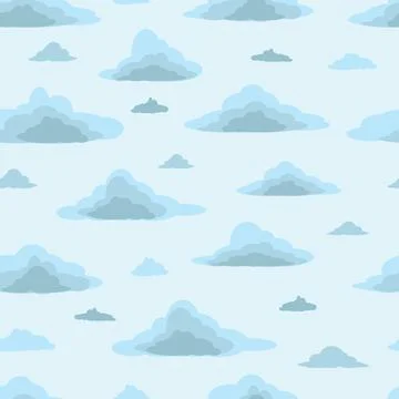 Seamless background pattern, different white clouds - Vector Seamless back... Stock Photos