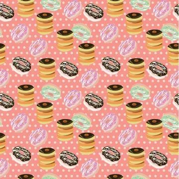 Seamless background with a pattern of donuts with chocolate. Stock Illustration