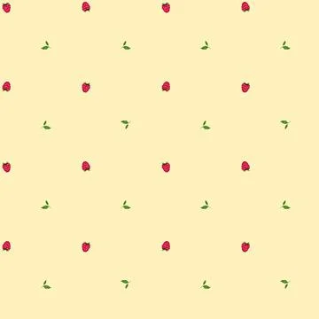 Seamless background pattern featuring summer berries on a light yellow canvas Stock Illustration
