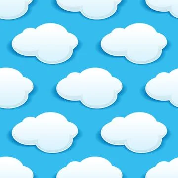 Seamless background pattern of fluffy white clouds 스톡 일러스트